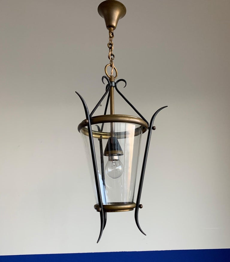 Small Size Mid-Century Modern Italian Glass & Brass Circular Shape Pendant Light For Sale 10