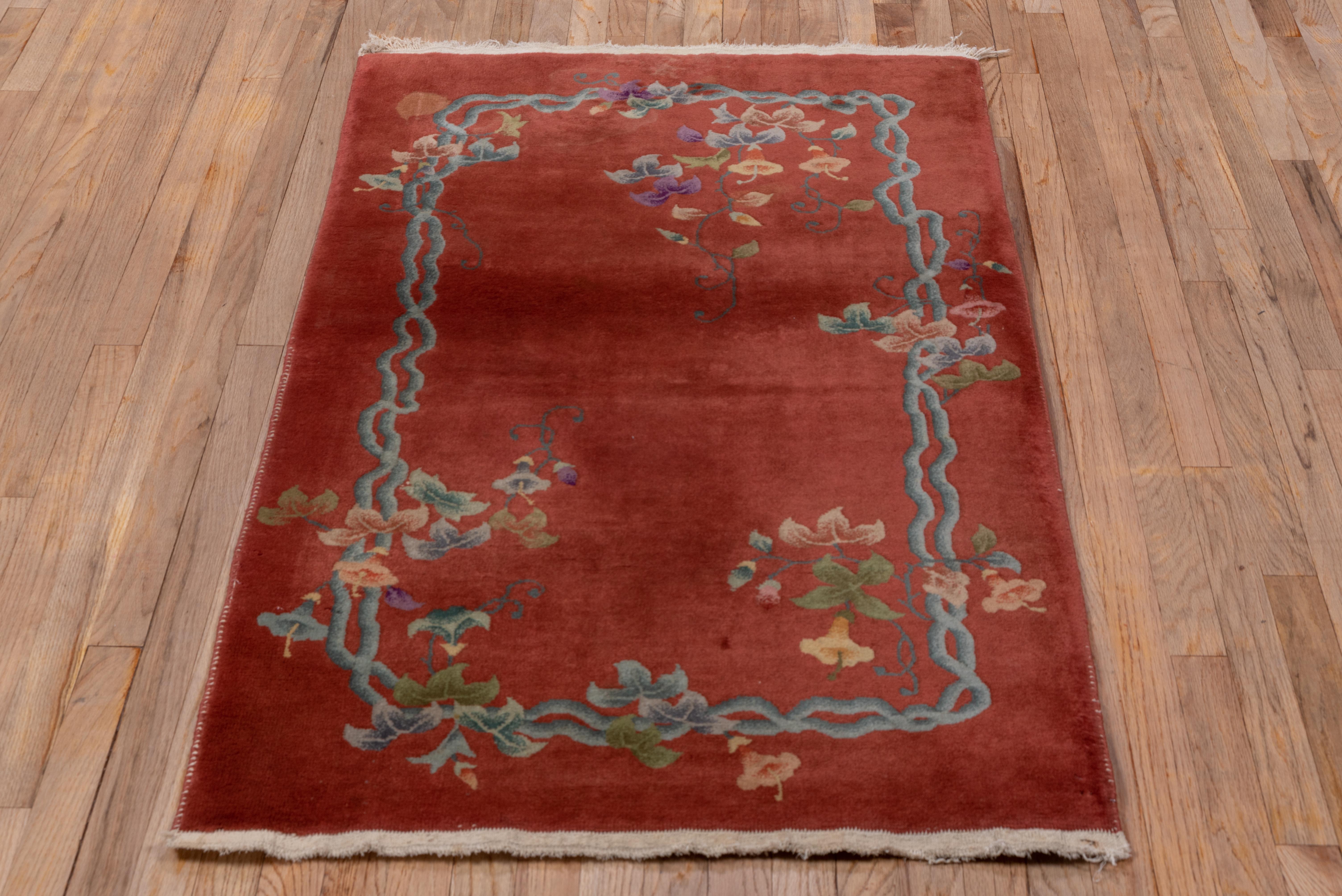 Chinese Small Size Tianjin Rug with Terra Cotta Field  For Sale