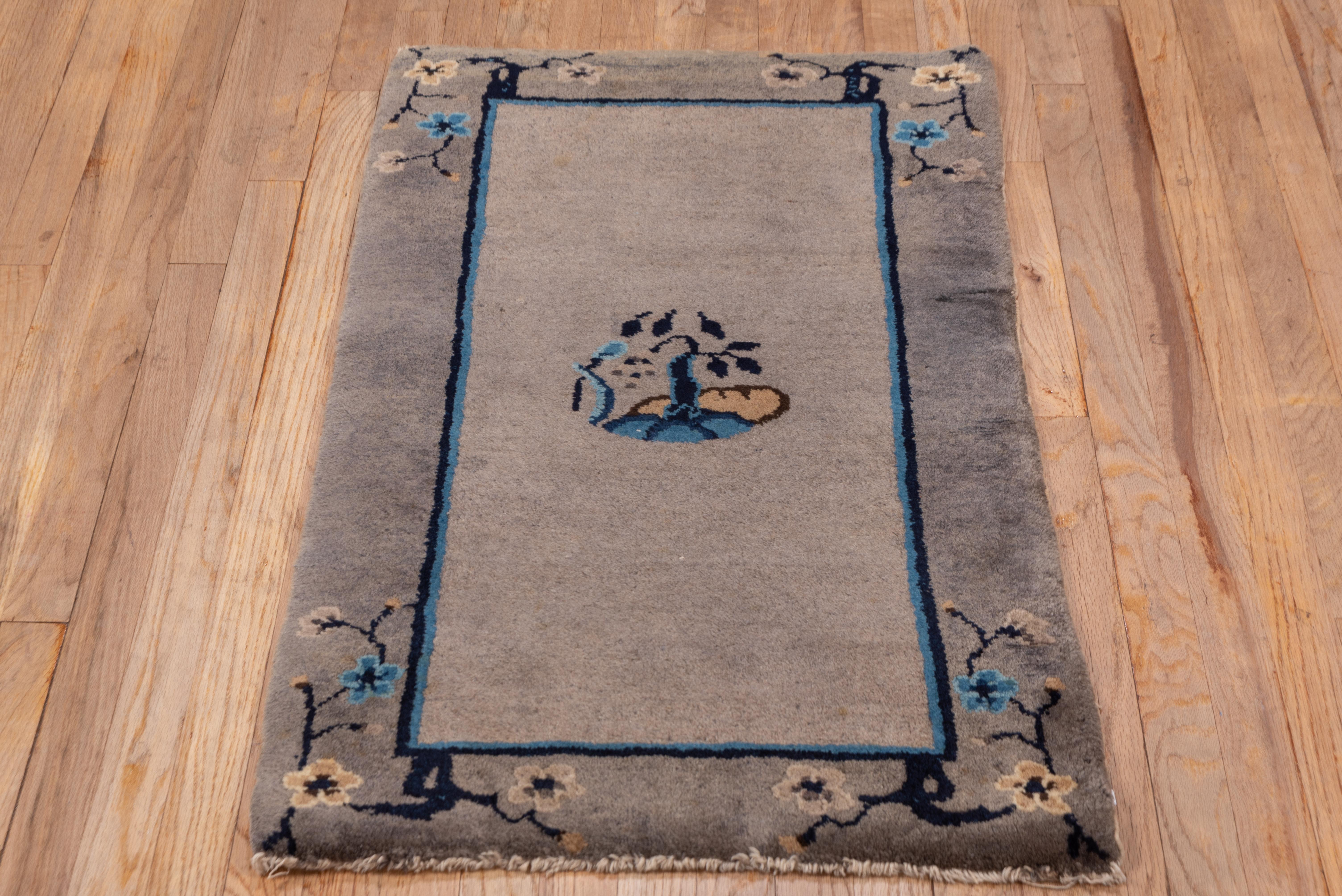 Hand-Knotted Small Size Tienstsin Chinese Rug  For Sale