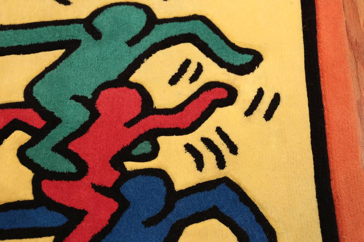 Mid-Century Modern Small Size Vintage American Rug Designed by Keith Haring. Size: 3 ft x 4 ft 