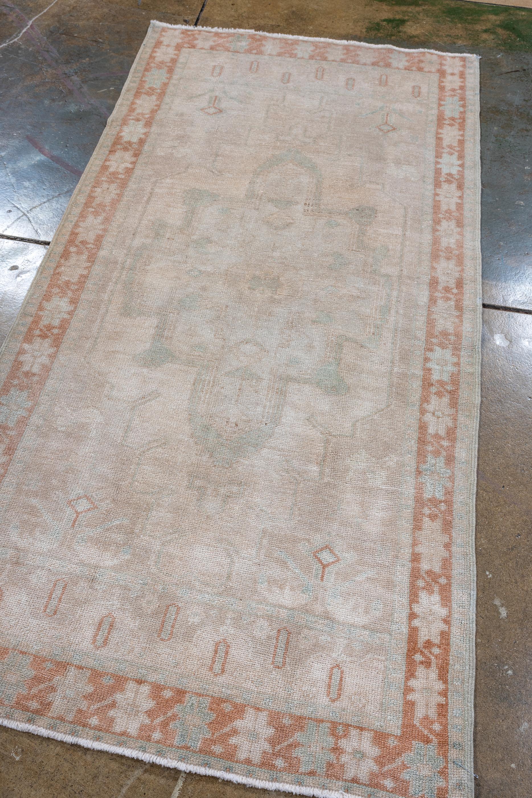 Hand-Knotted Small Size Vintage Turkish Rug For Sale