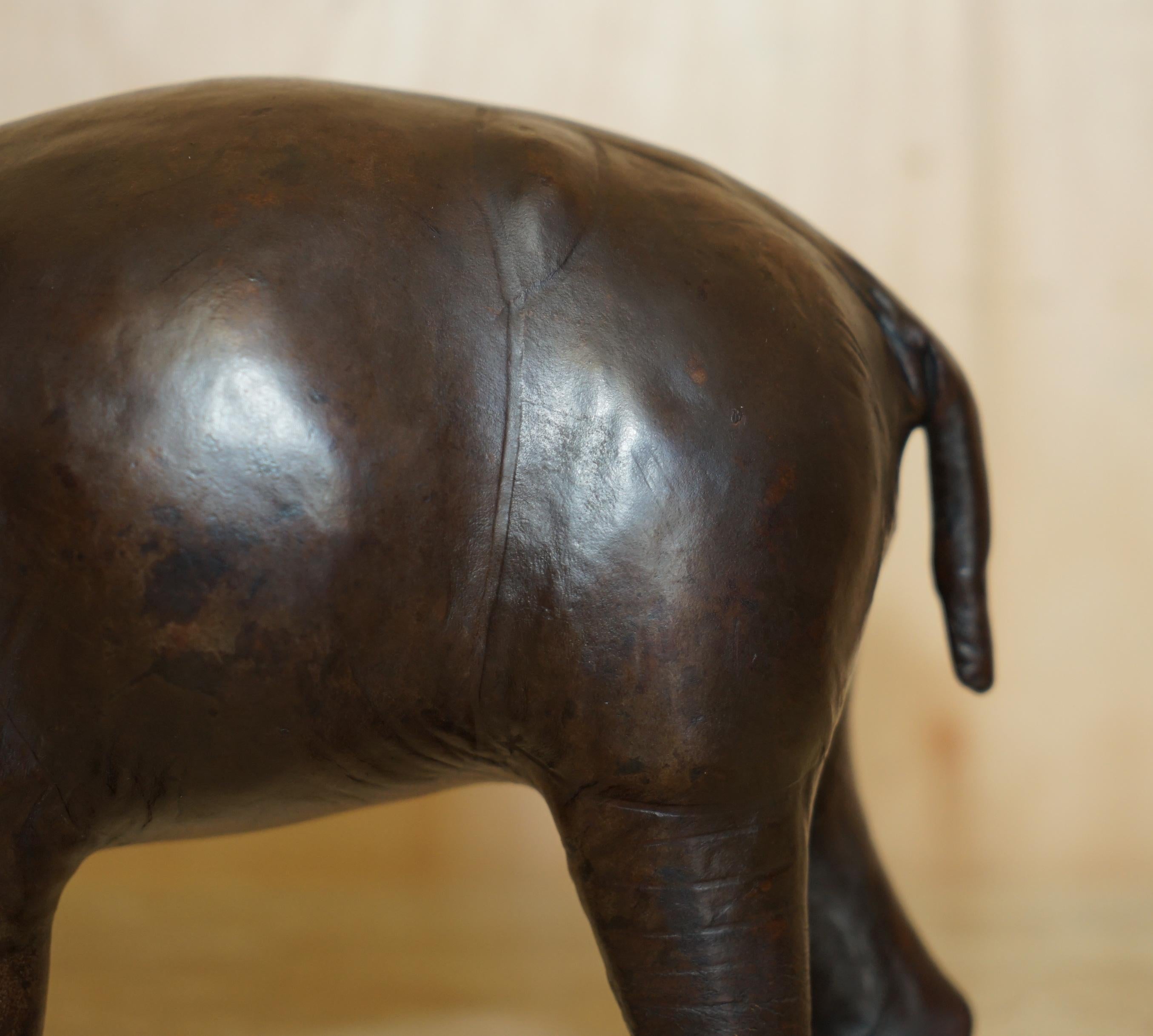 Mid-20th Century SMALL SiZED LIBERTY'S LONDON OMERSA BROWN LEATHER HIPPOPOTAMUS FOOTSTOOL For Sale