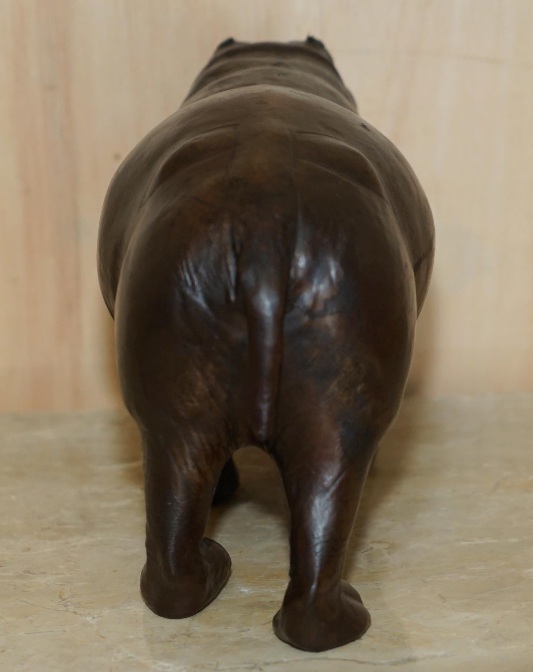 SMALL SiZED LIBERTY'S LONDON OMERSA BROWN LEATHER HIPPOPOTAMUS FOOTSTOOL For Sale 7