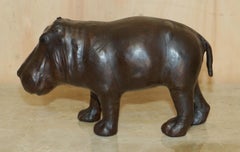 SMALL SiZED LIBERTY'S LONDON OMERSA BROWN LEATHER HIPPOPOTAMUS FOOTSTOOL