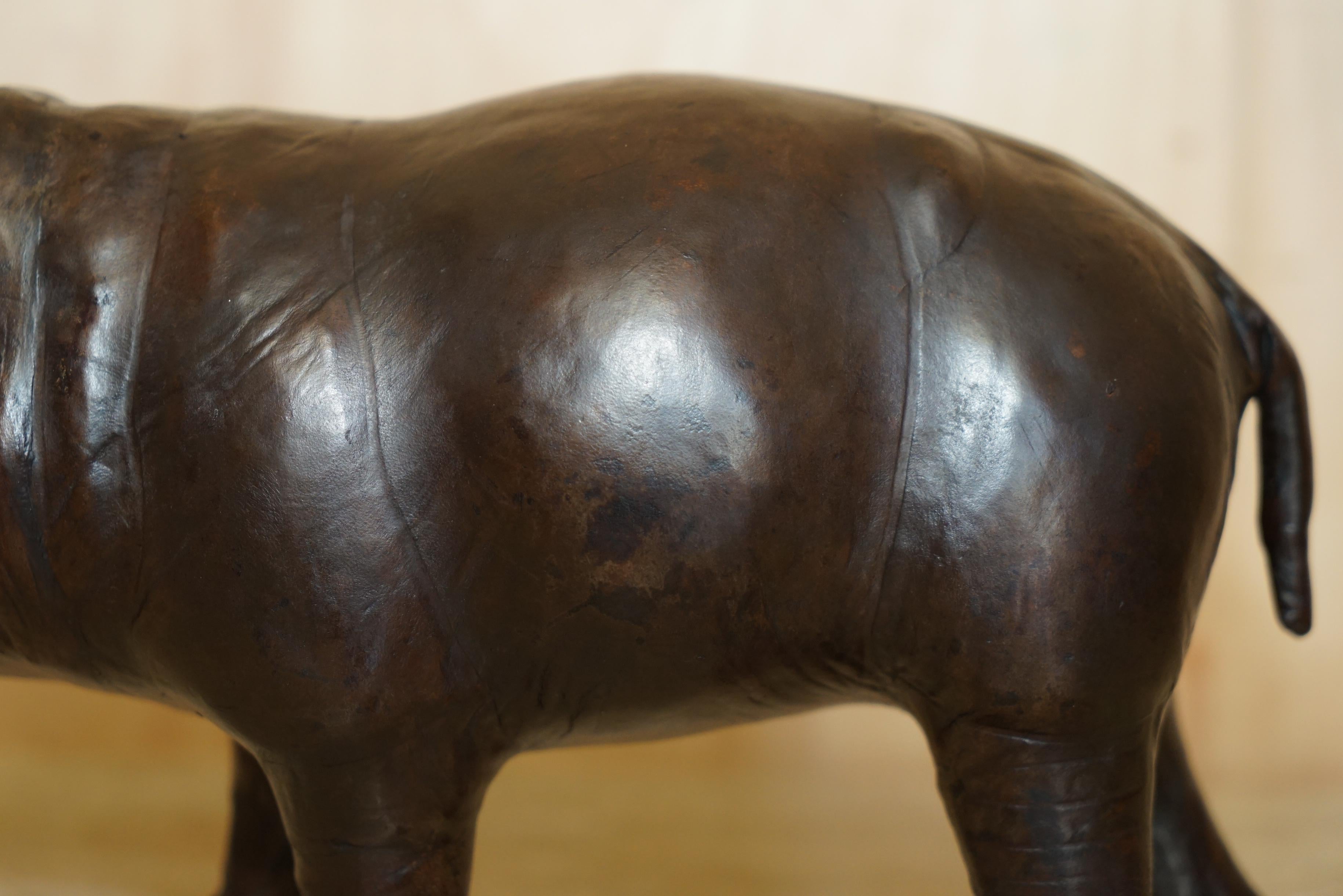 Hand-Crafted SMALL SiZED LIBERTY'S LONDON OMERSA BROWN LEATHER HIPPOPOTAMUS FOOTSTOOL For Sale