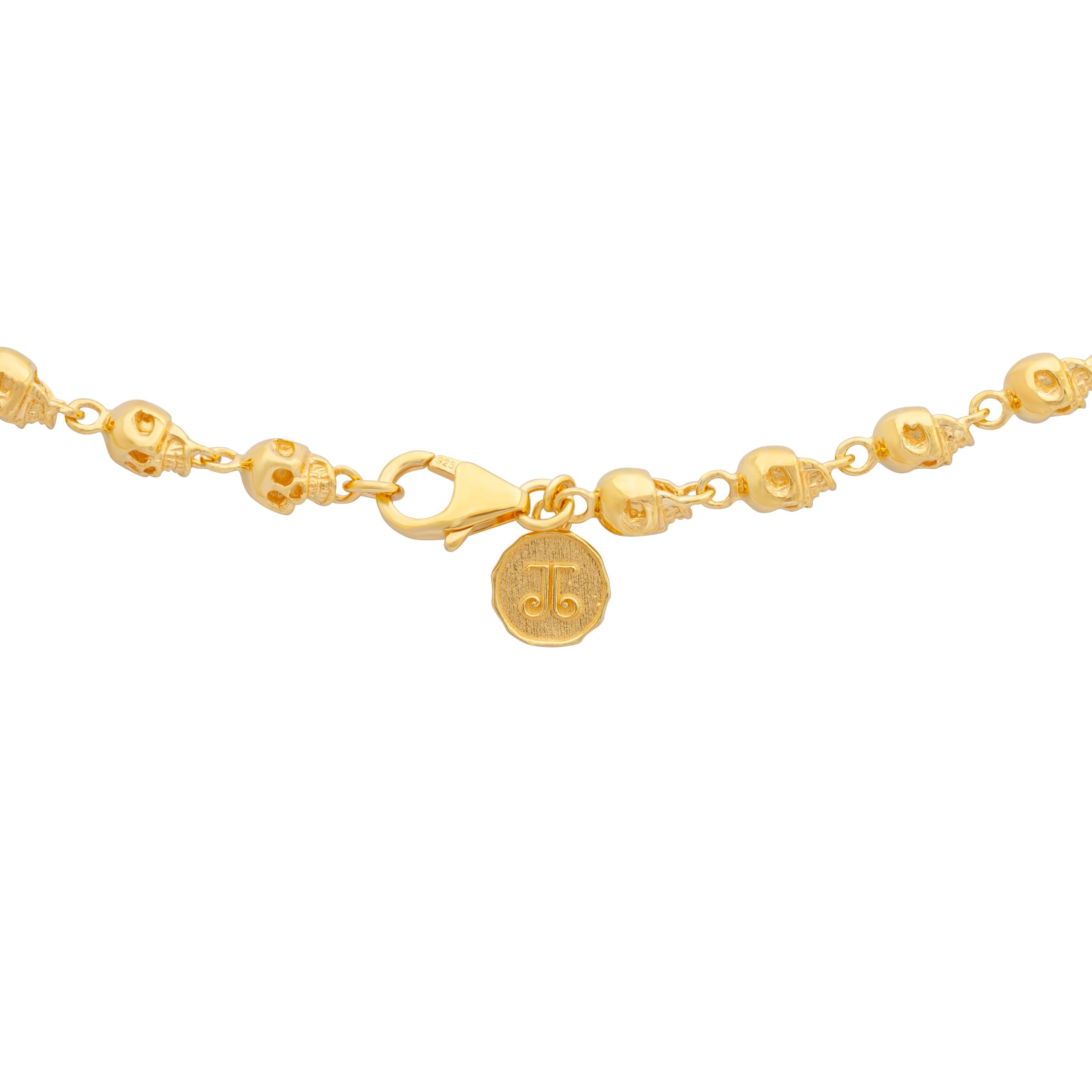 Small Skull Rosary Gold Plated In New Condition For Sale In London, GB