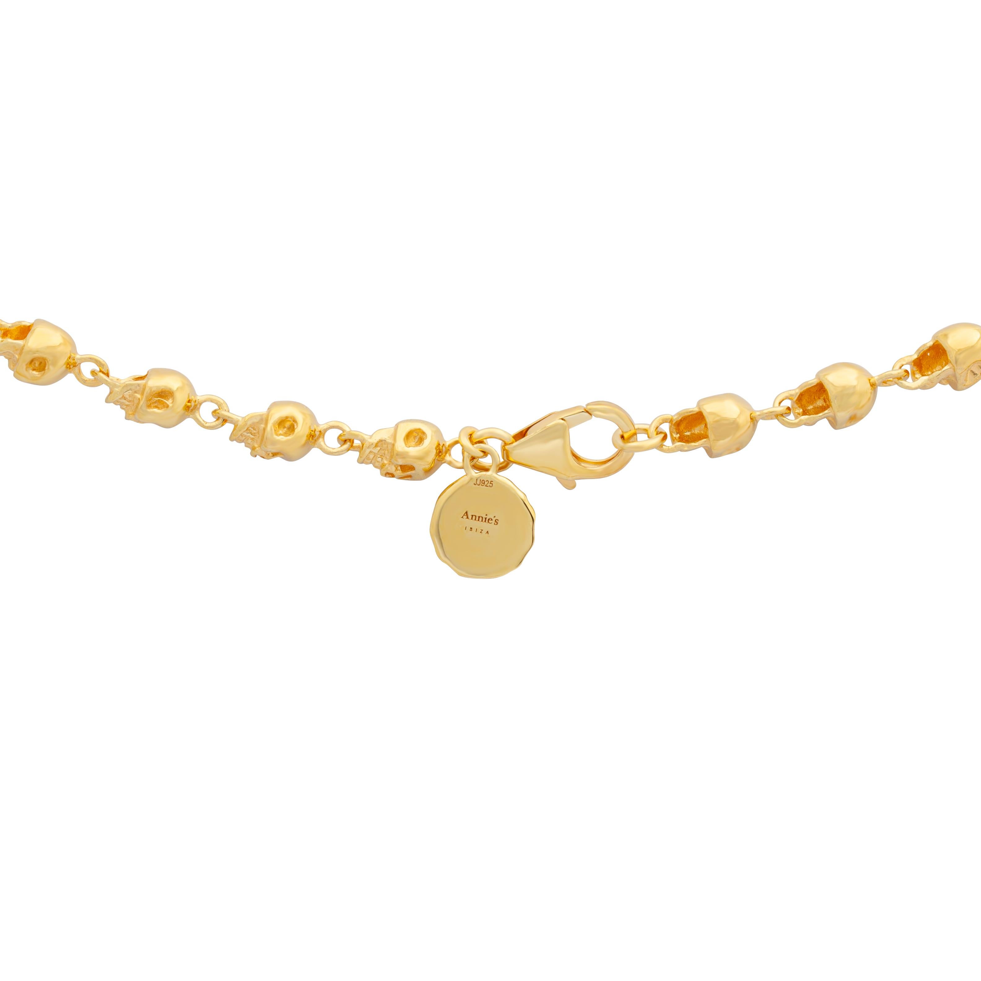 Women's or Men's Small Skull Rosary Gold Plated For Sale