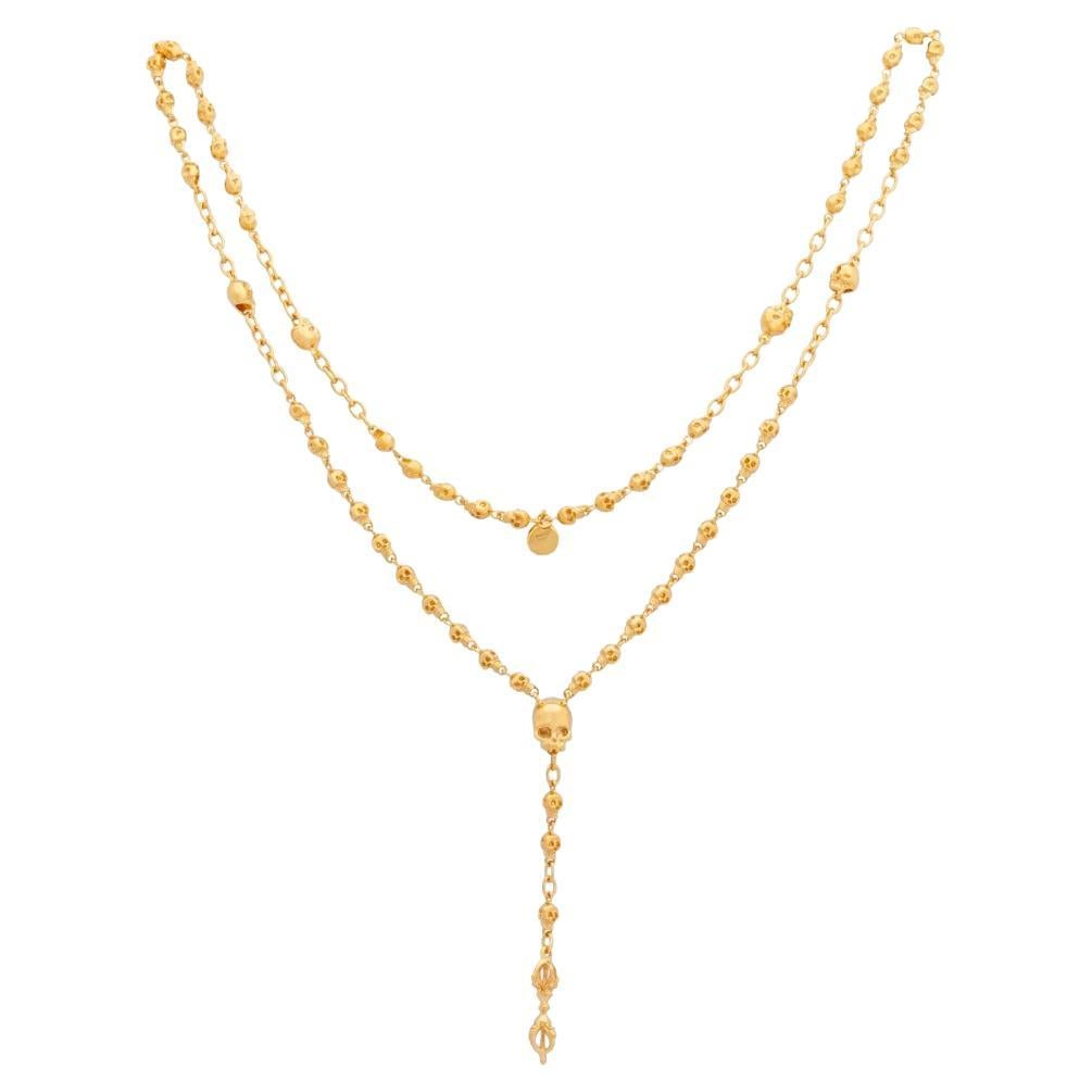 Small Skull Rosary Gold Plated For Sale