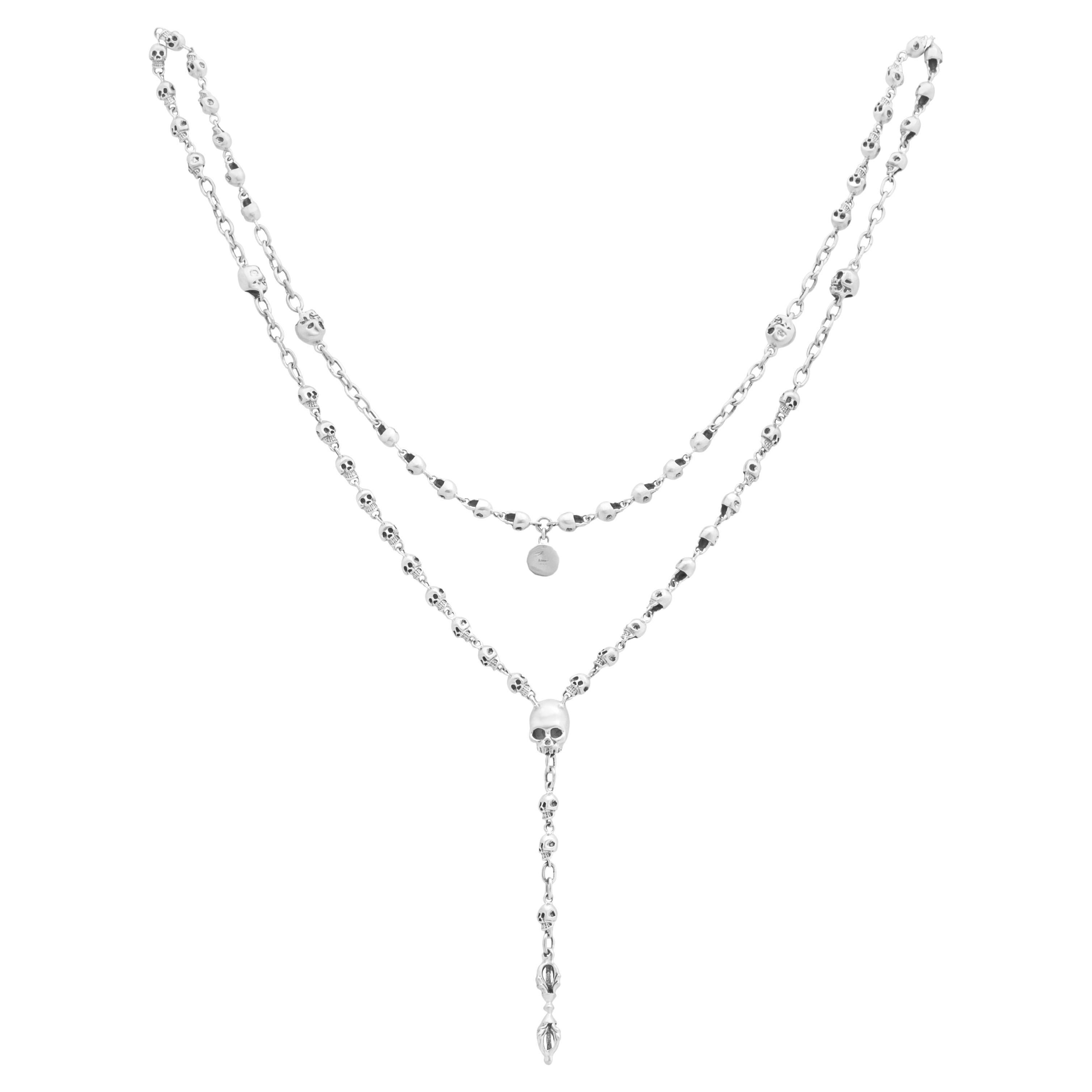 Small Skull Rosary Silver
