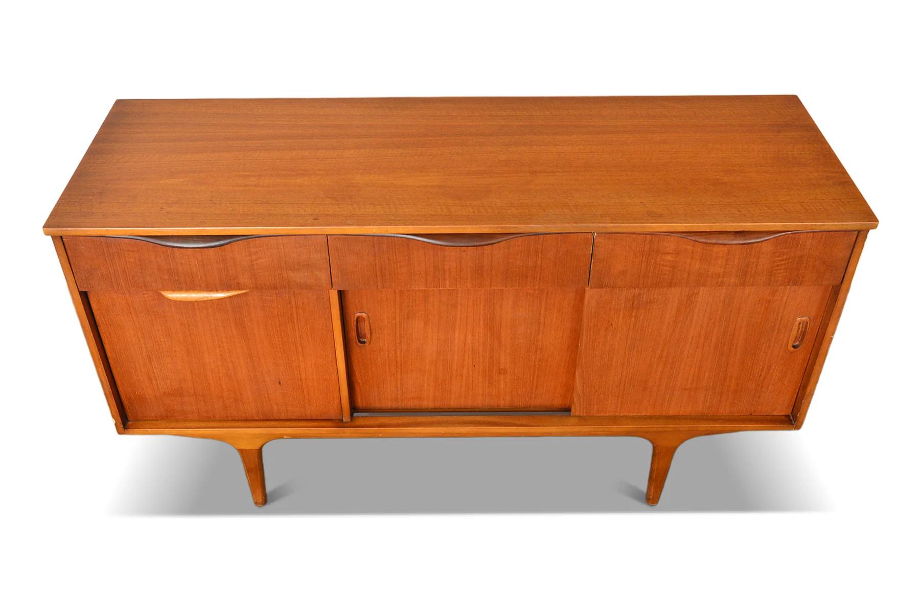 Small Sliding Door Teak Credenza In Excellent Condition For Sale In Berkeley, CA