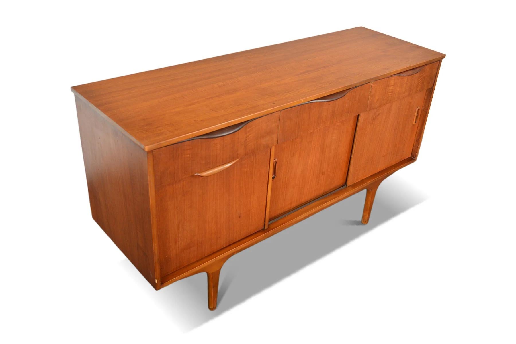 Small Sliding Door Teak Credenza For Sale 1