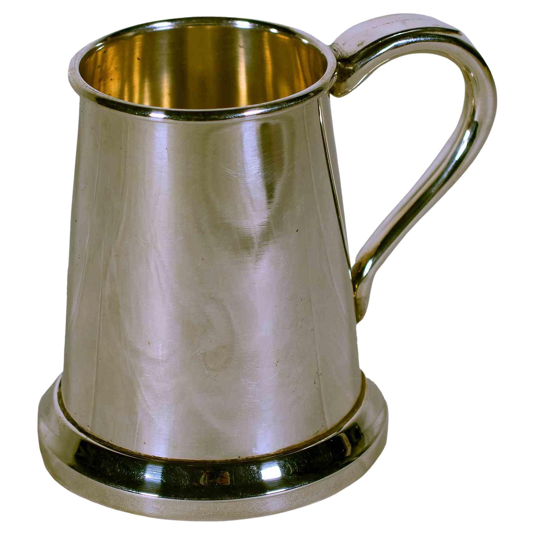 Small Smooth Silver Tankard, Mid-20th Century For Sale