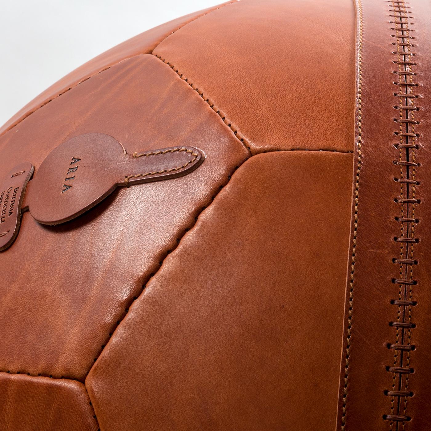 brown leather soccer ball