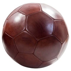 Small Soccer Ball Pouf Dark Brown