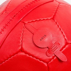 Large Soccer Ball Pouf Red