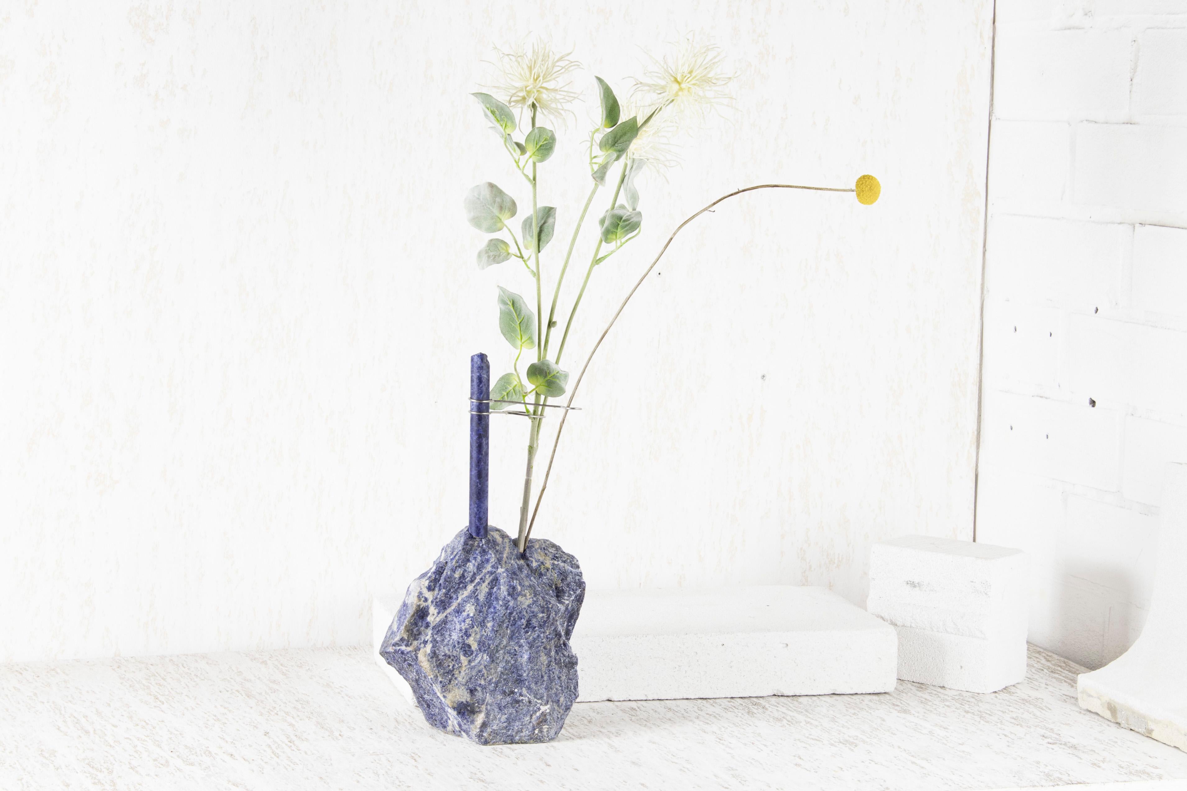 Modern Small Sodalite Flower Vessel by Studio DO For Sale
