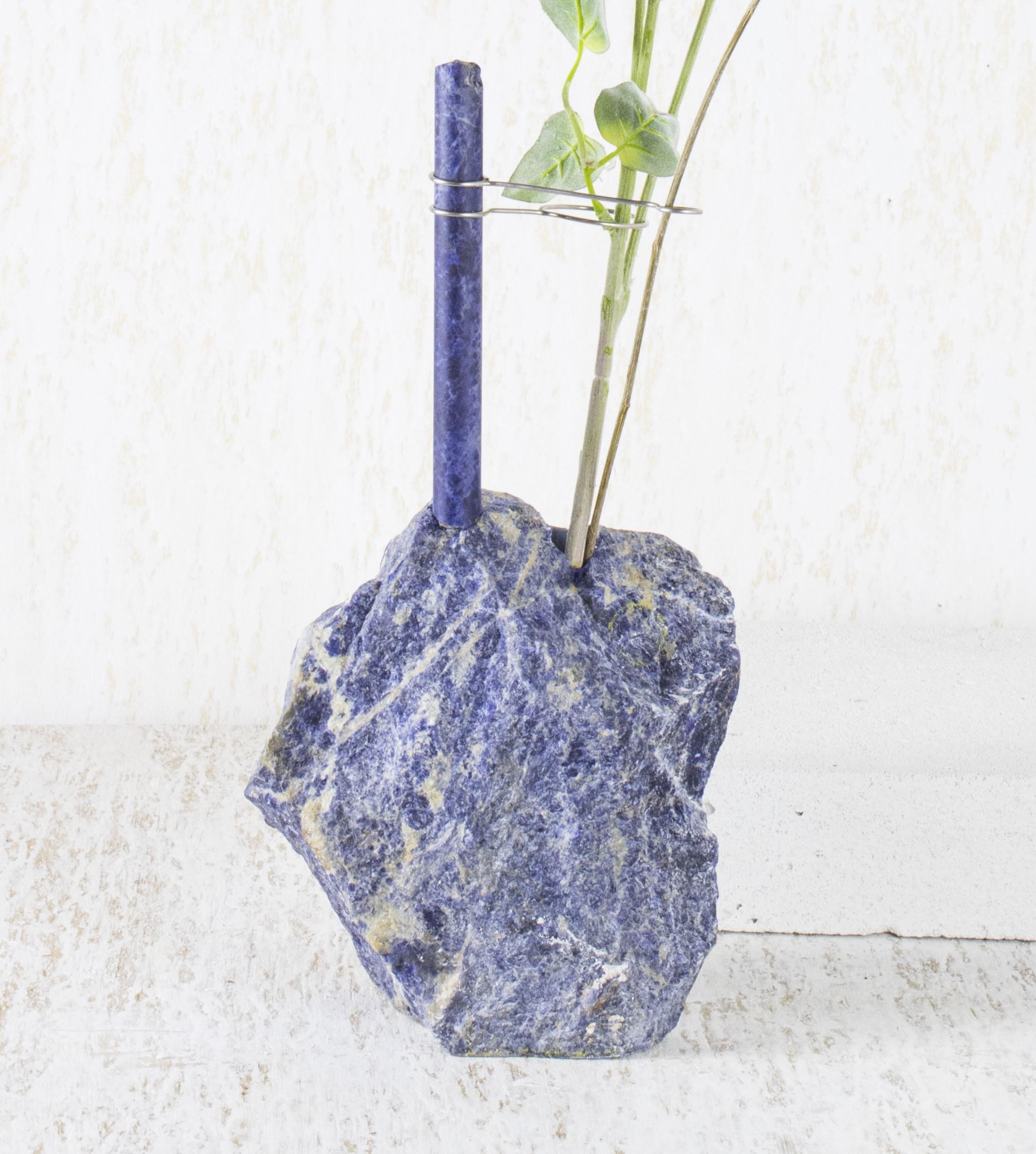 Belgian Small Sodalite Flower Vessel by Studio DO For Sale