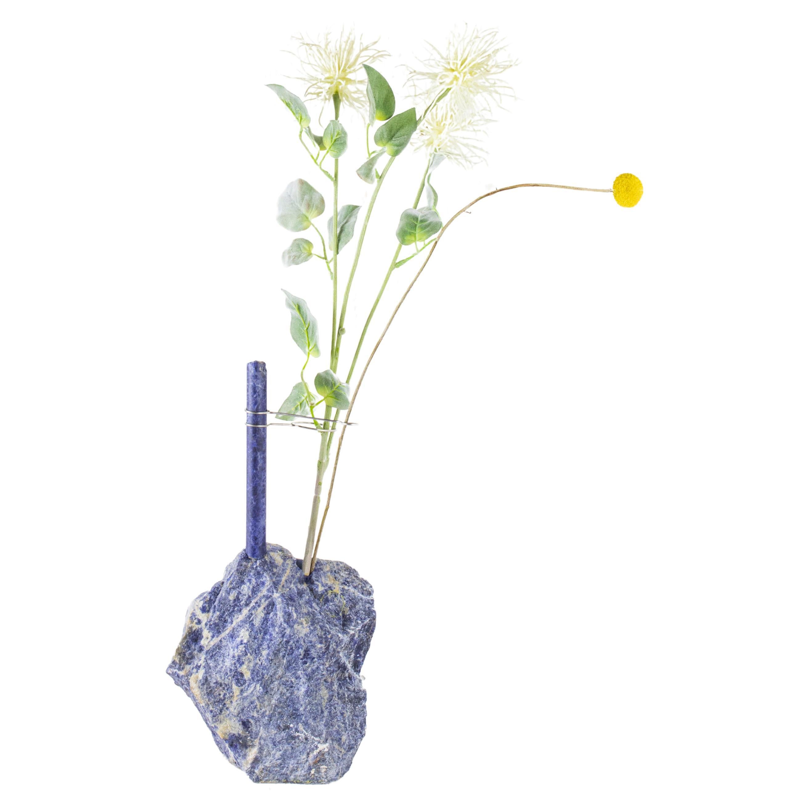 Small Sodalite Flower Vessel by Studio DO For Sale