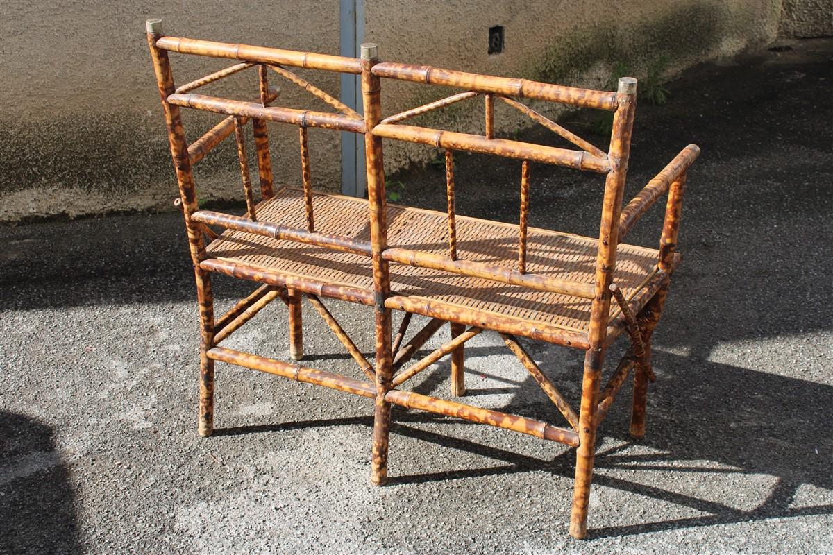 Small Sofà Bamboo and Brass Italian Design Mid Century Gabriella Crespi Style For Sale 9