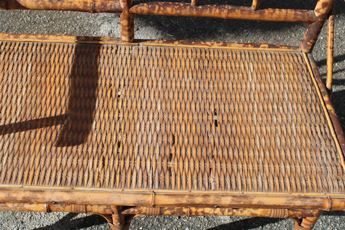 Small Sofà Bamboo and Brass Italian Design Mid Century Gabriella Crespi Style For Sale 4