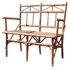 Small Sofà Bamboo and Brass Italian Design Mid Century Gabriella Crespi Style