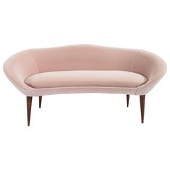 Small Sofa Bench in Powder Rose Velvet