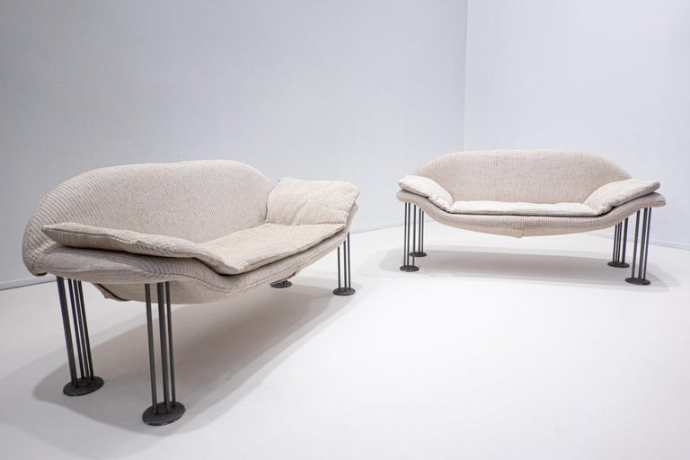 Small Sofa by Burkhard Vogtherr for Hain + Tohme, Fabric, 1980s - 2 available 
Price is for 1 sofa.
