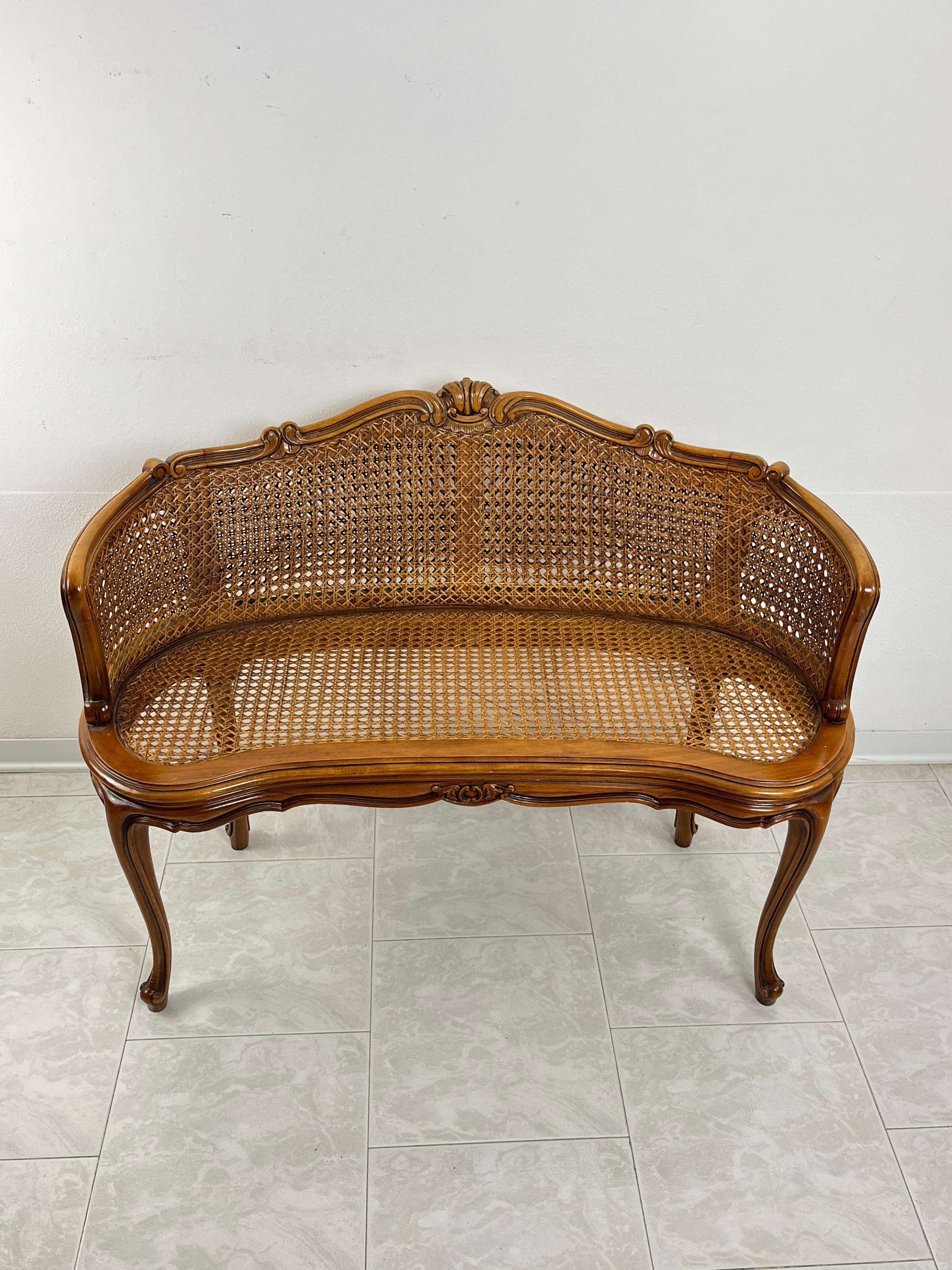 Small Sofa in Wood and Vienna Straw by Annibale Colombo 1990s For Sale 6