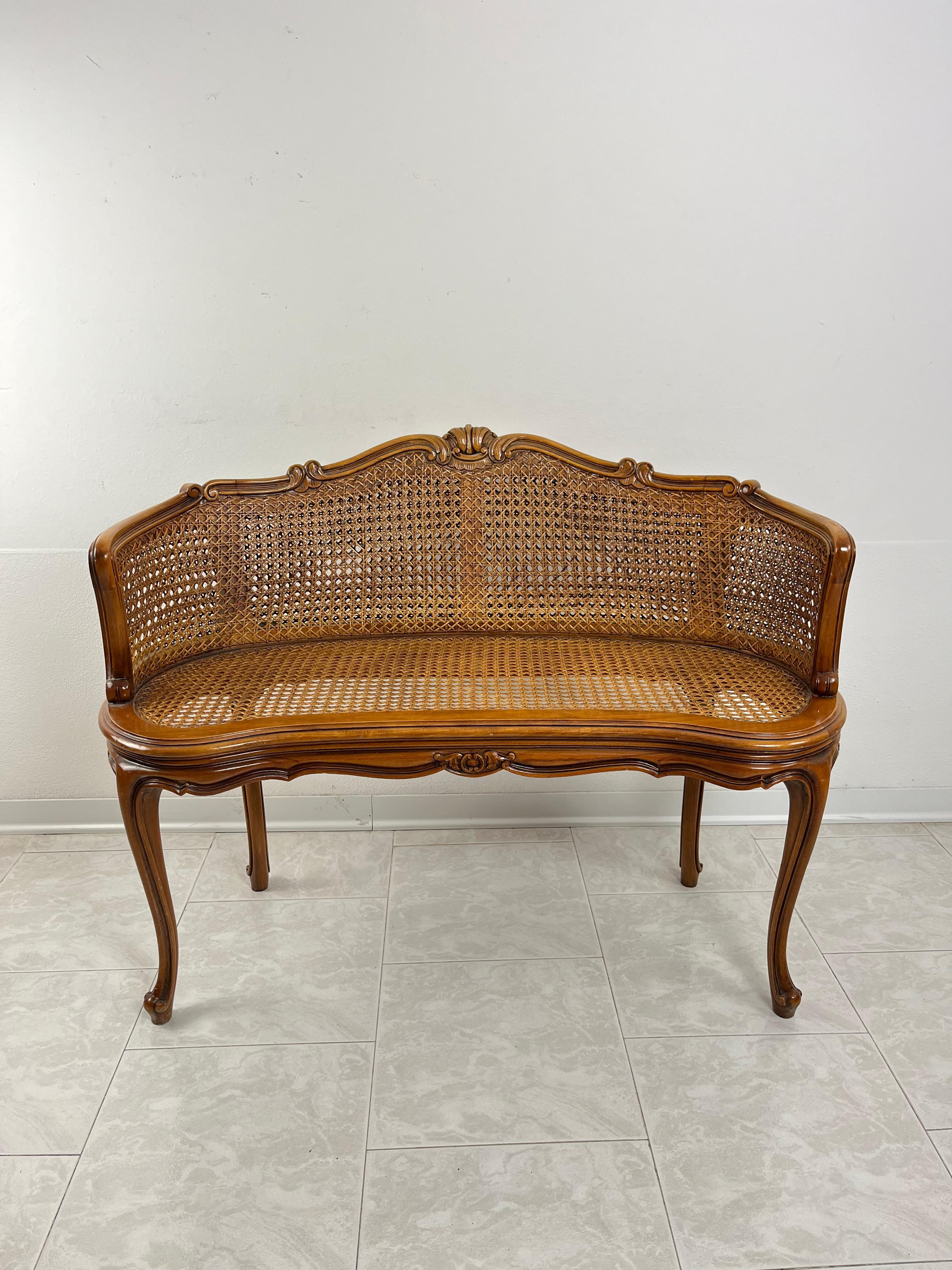 Small Sofa in Wood and Vienna Straw by Annibale Colombo 1990s For Sale 7