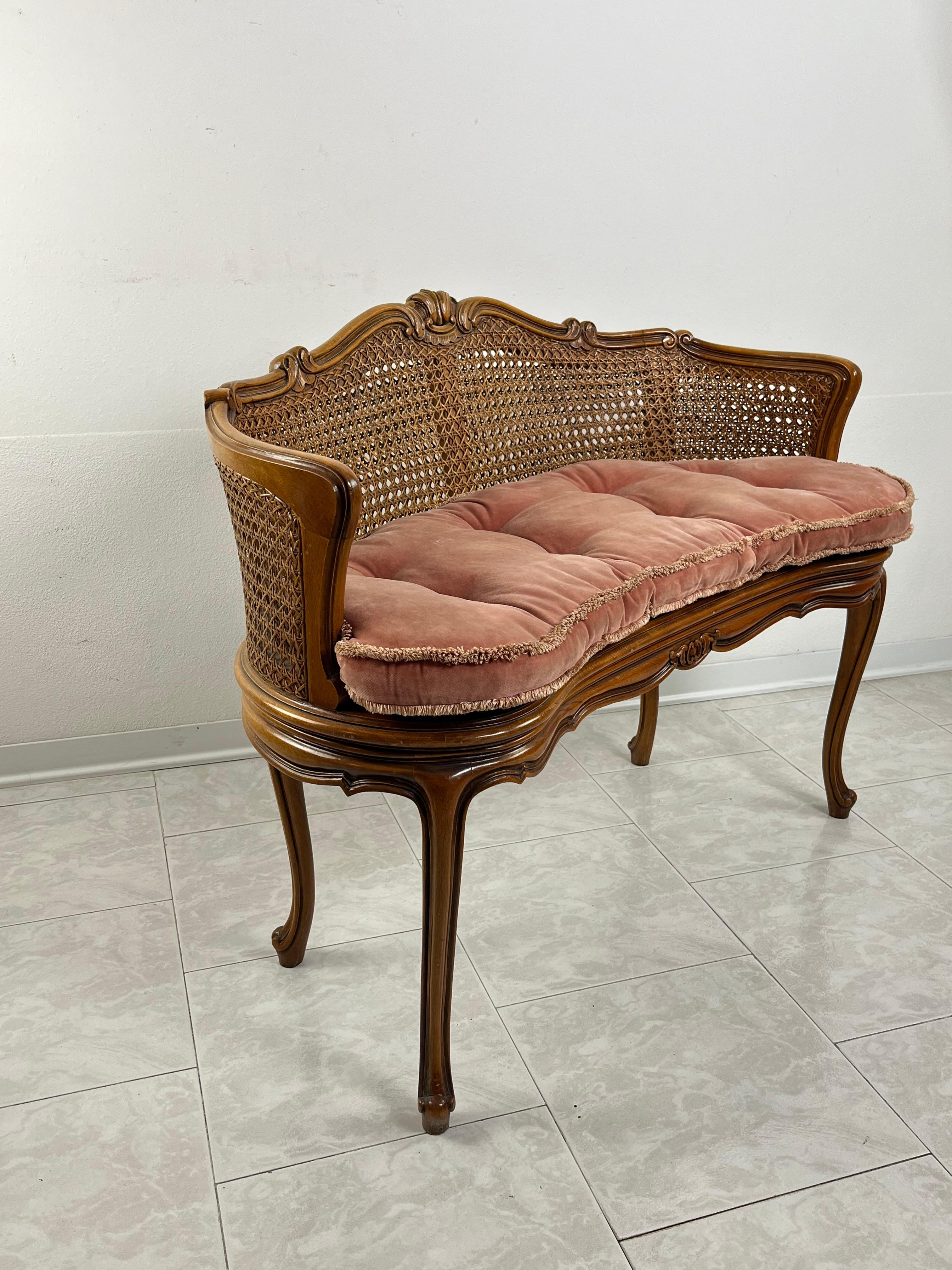 Late 20th Century Small Sofa in Wood and Vienna Straw by Annibale Colombo 1990s For Sale