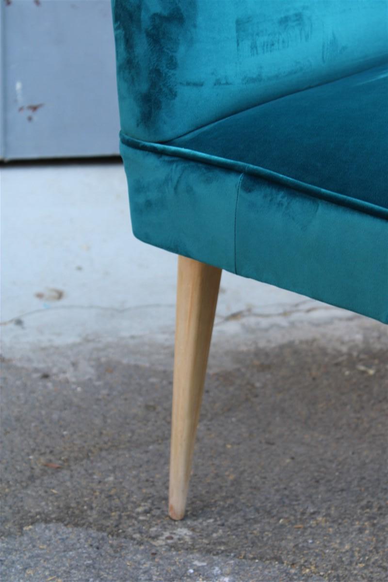 Petit canapé italien design mi-siècle en velours vert Cesare Lacca, années 1950 en vente 4