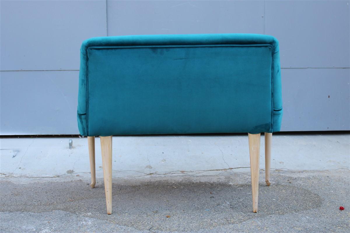Small Sofa Italian Mid-Century Design Green Velvet Cesare Lacca, 1950s For Sale 6