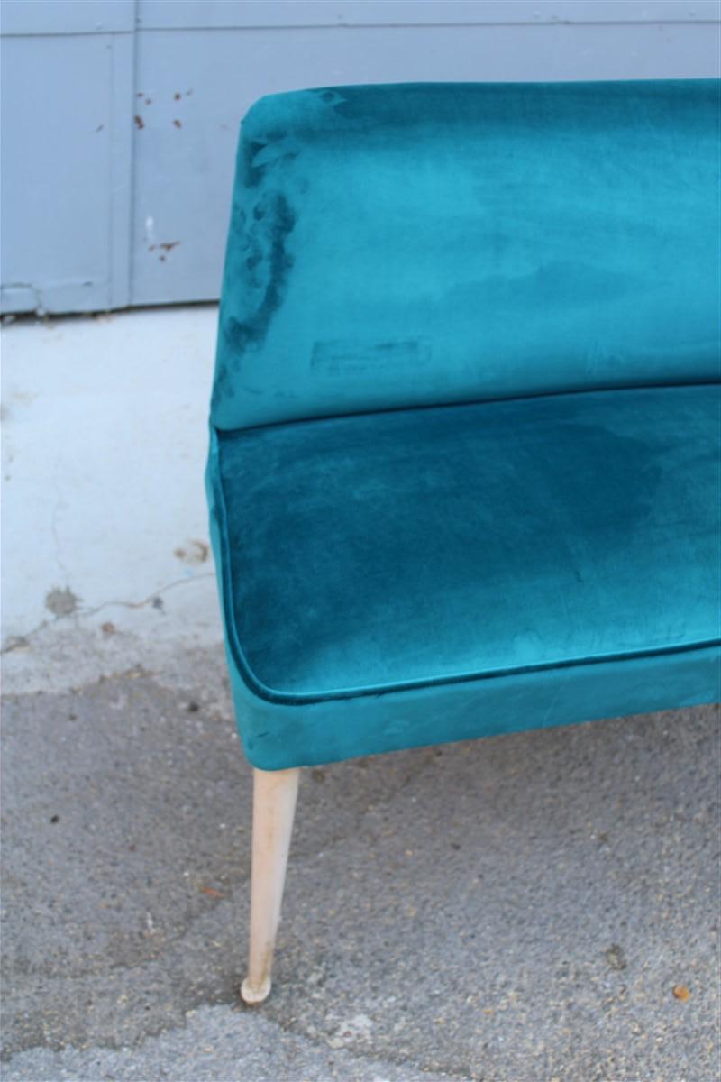 Mid-20th Century Small Sofa Italian Mid-Century Design Green Velvet Cesare Lacca, 1950s For Sale