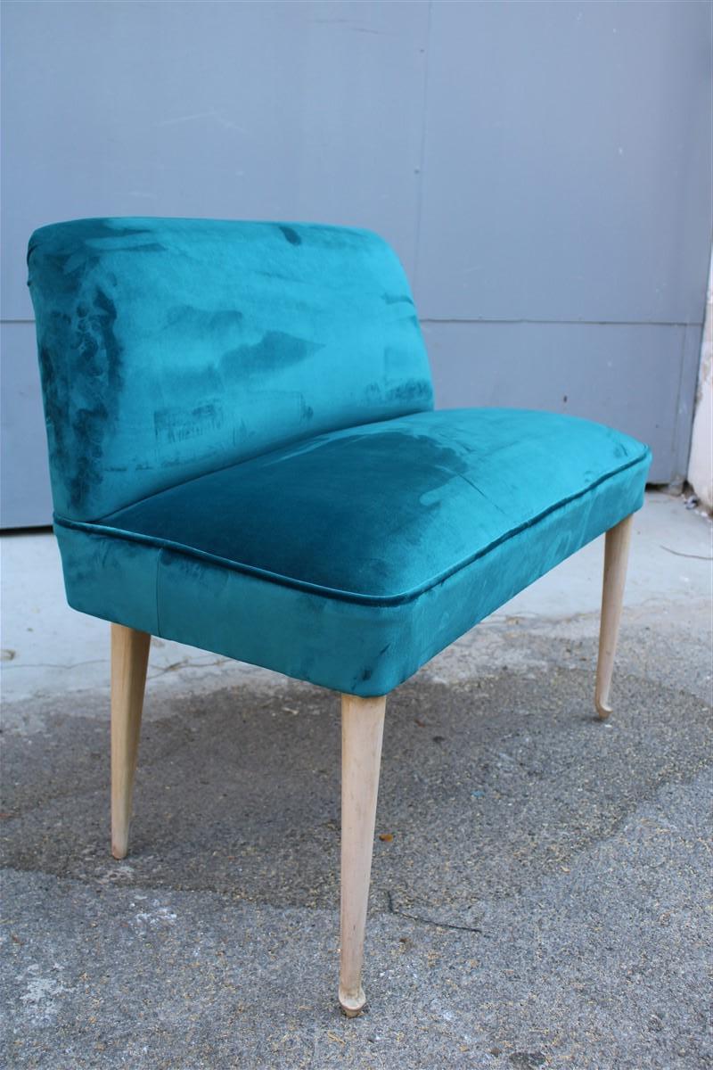 Small Sofa Italian Mid-Century Design Green Velvet Cesare Lacca, 1950s For Sale 1