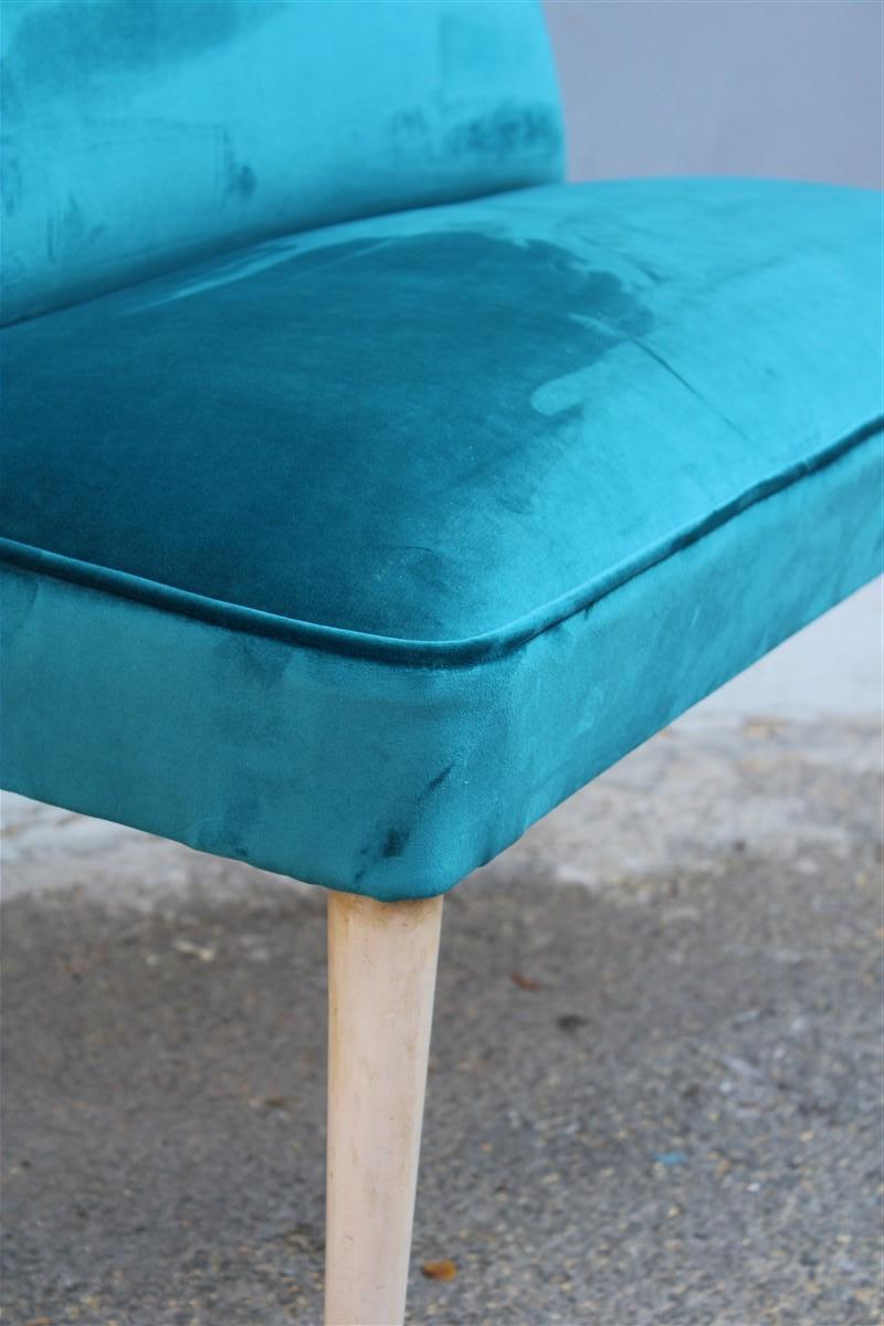 Small Sofa Italian Mid-Century Design Green Velvet Cesare Lacca, 1950s For Sale 2