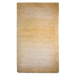 Small Soft Yellow and Neutral Contemporary Gabbeh Persian Wool Rug