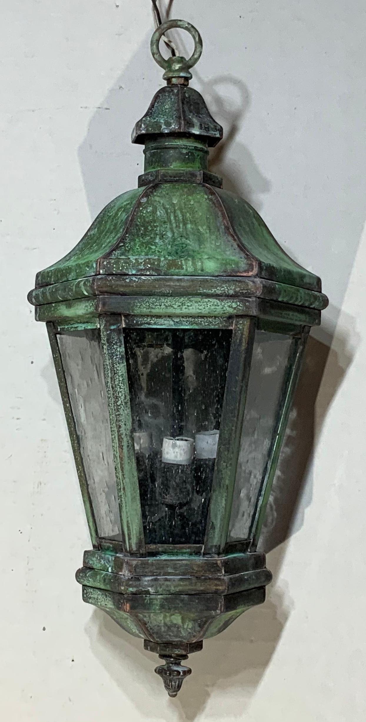 Small Solid Brass Hanging Lantern  For Sale 5
