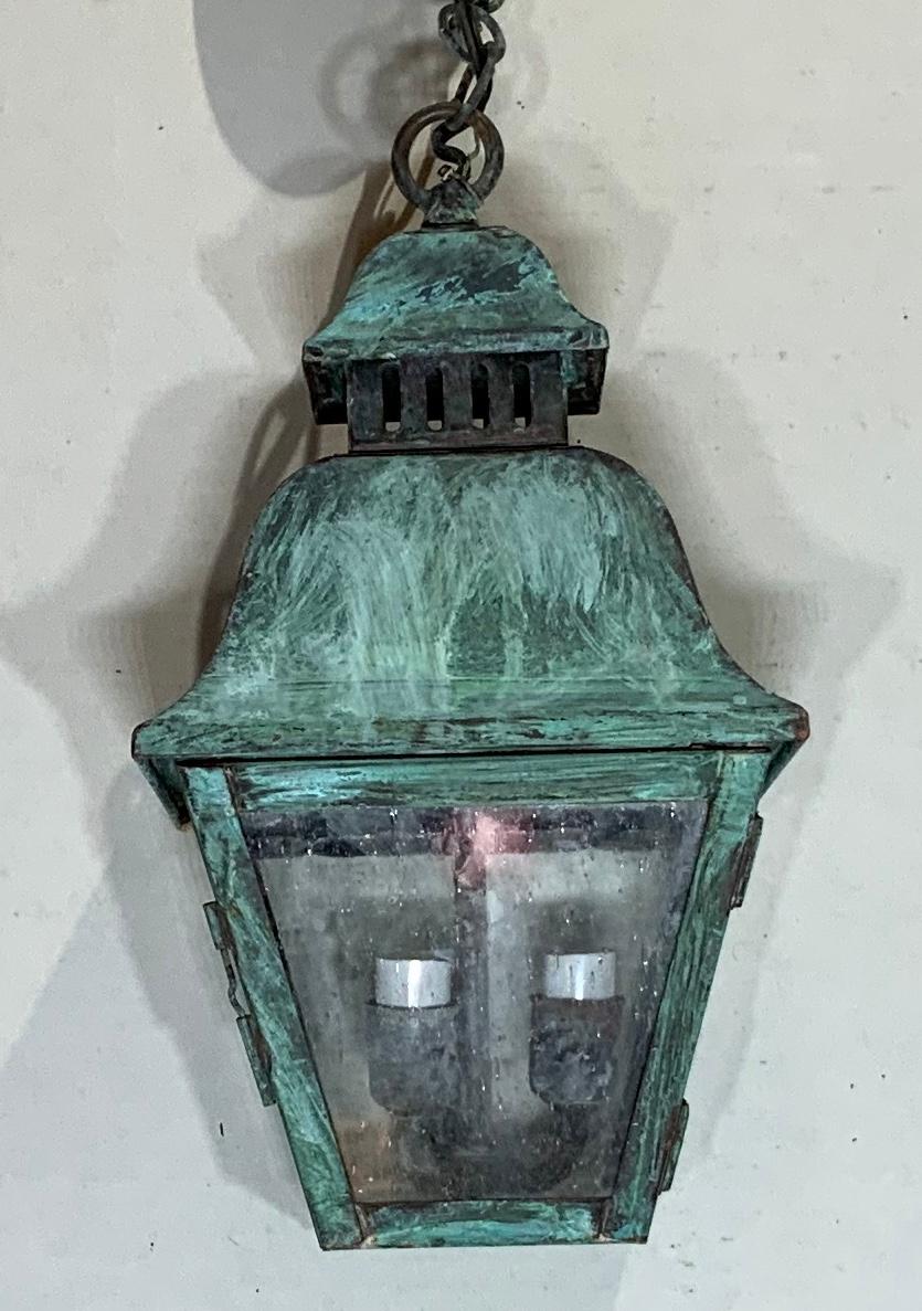Small Solid Brass Hanging Lantern  In Good Condition In Delray Beach, FL