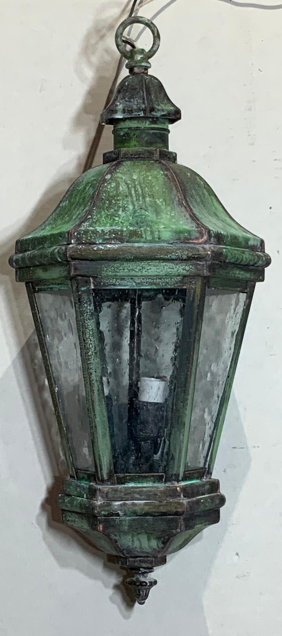 20th Century Small Solid Brass Hanging Lantern  For Sale