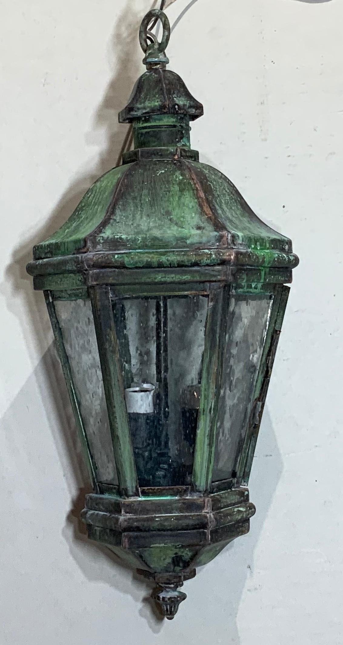 Small Solid Brass Hanging Lantern  For Sale 1