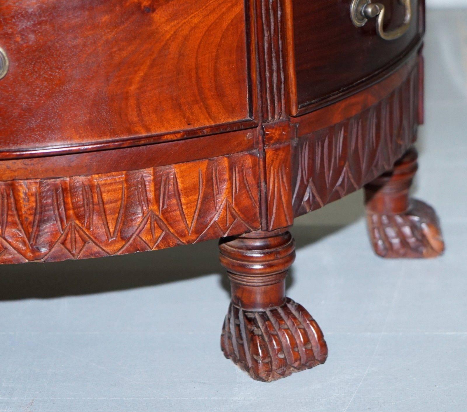 20th Century Small Solid Mahogany Demilune Bow Fronted Chest of Drawers, Side Lamp Table