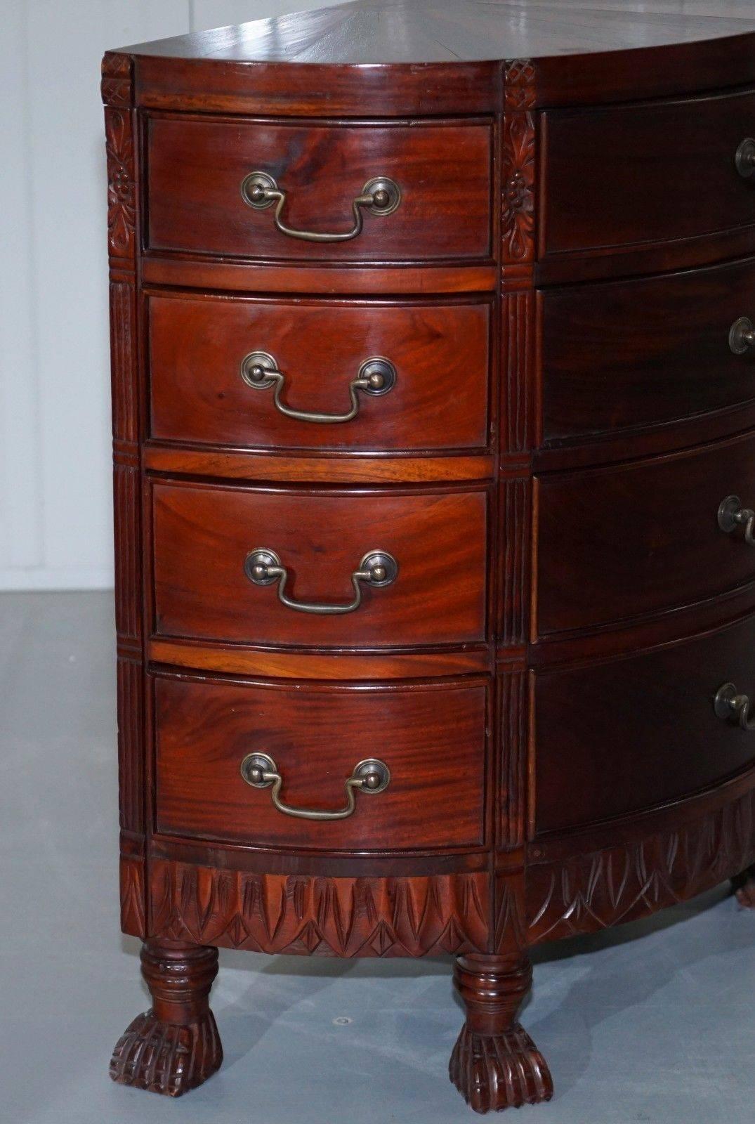 Glass Small Solid Mahogany Demilune Bow Fronted Chest of Drawers, Side Lamp Table