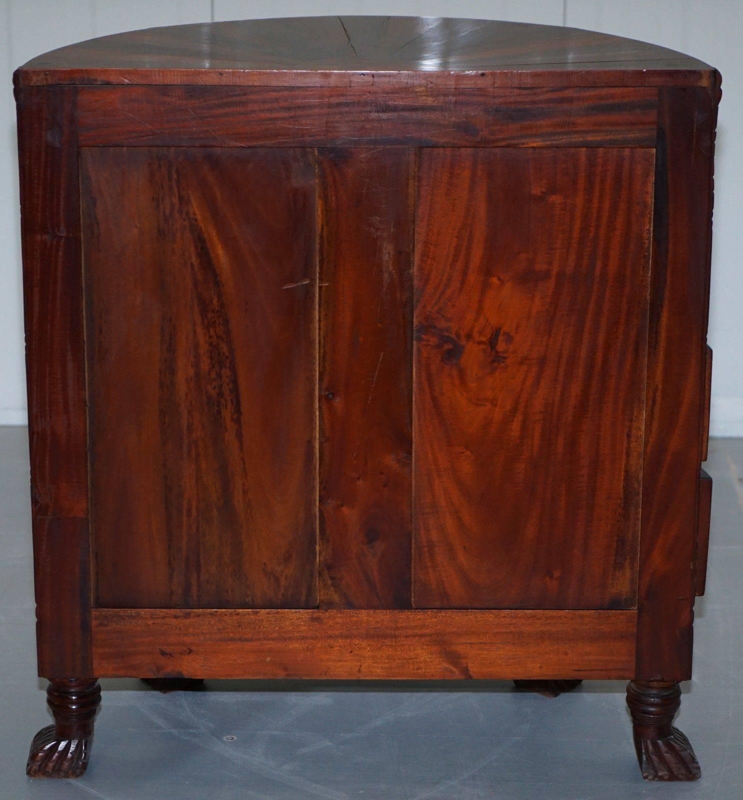 Small Solid Mahogany Demilune Bow Fronted Chest of Drawers, Side Lamp Table 1