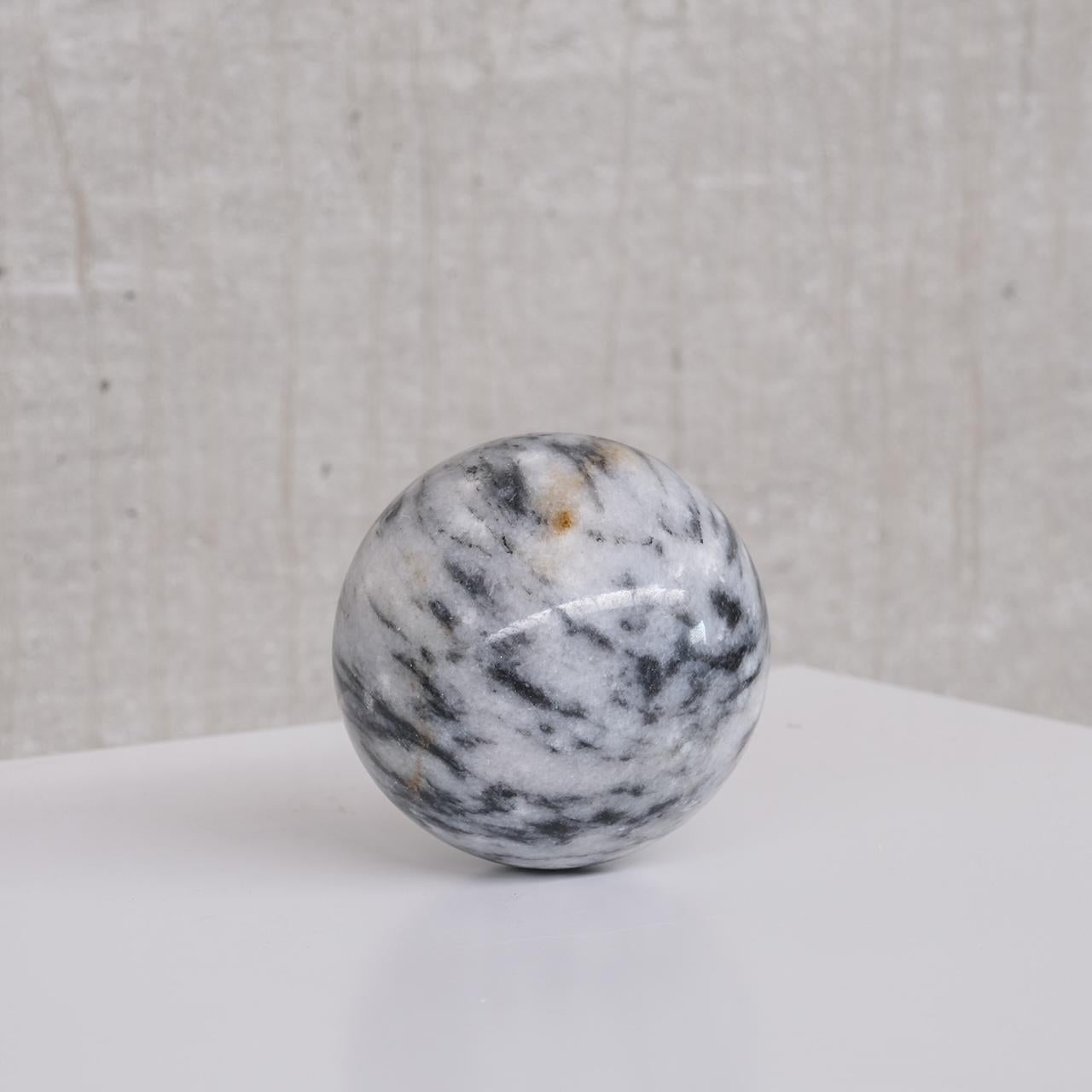 Italian Small Solid Marble Mid-Century Ball Desk Curio For Sale