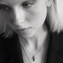 Small Solid Sculptural Pendant Necklace in Recycled Silver