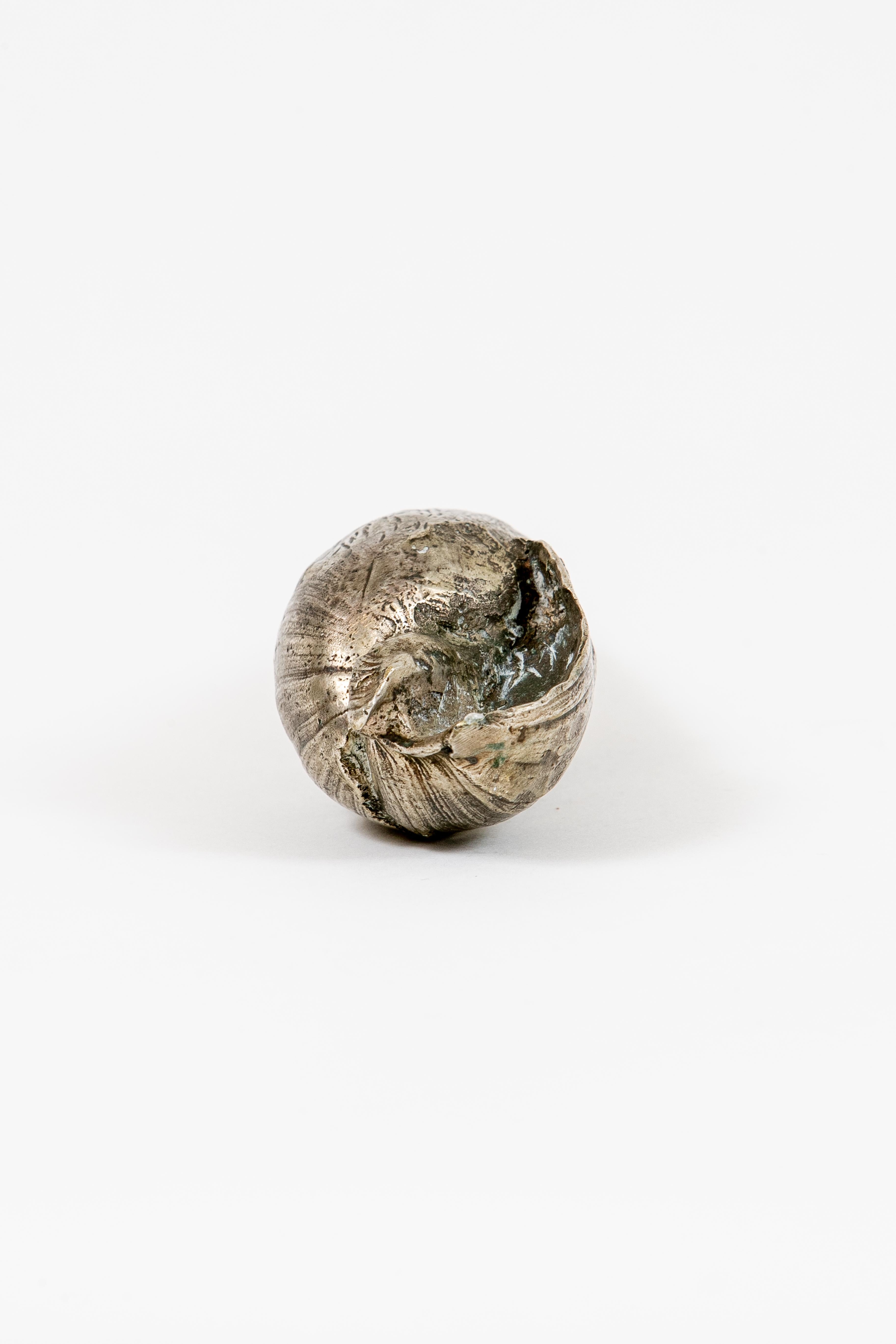 Mid-Century Modern Small Solid Silvered Bronze Snail Paperweight, Italy 1960's