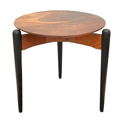 Small Solid Walnut Floating Top Beveled Edge End Cocktail Table