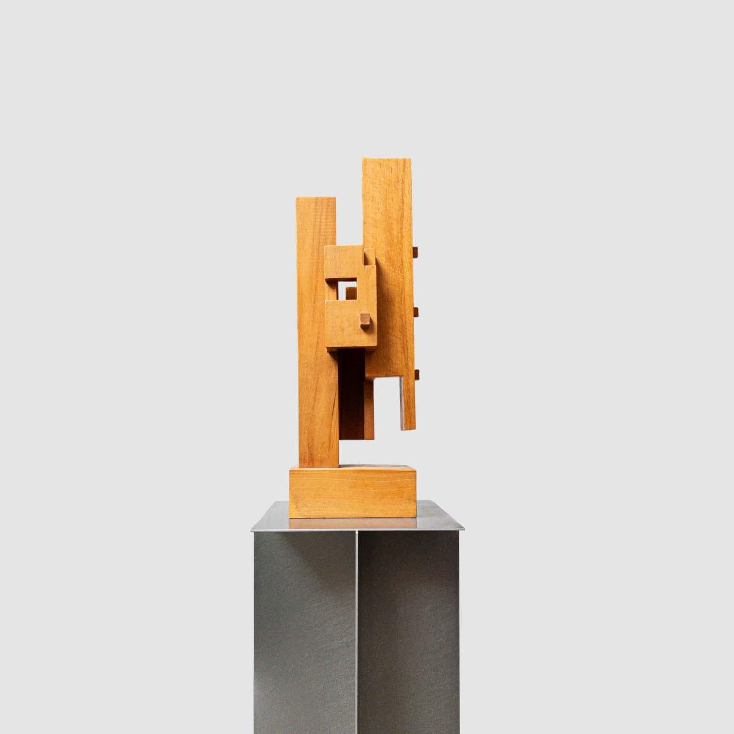 20th Century Architectural 1980s Dutch Constructivist Solid Wood Sculpture, De Stijl For Sale