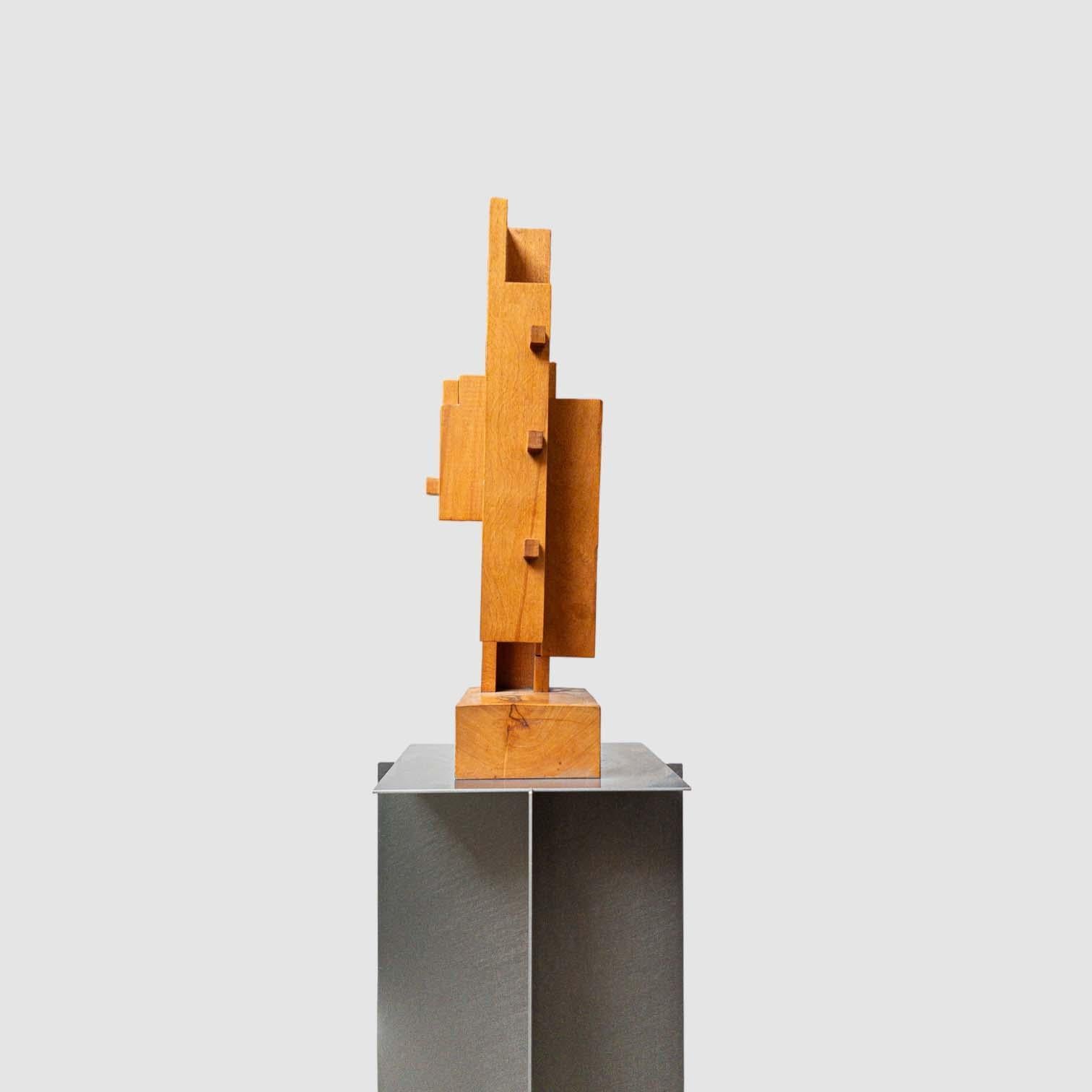 Architectural 1980s Dutch Constructivist Solid Wood Sculpture, De Stijl For Sale 1