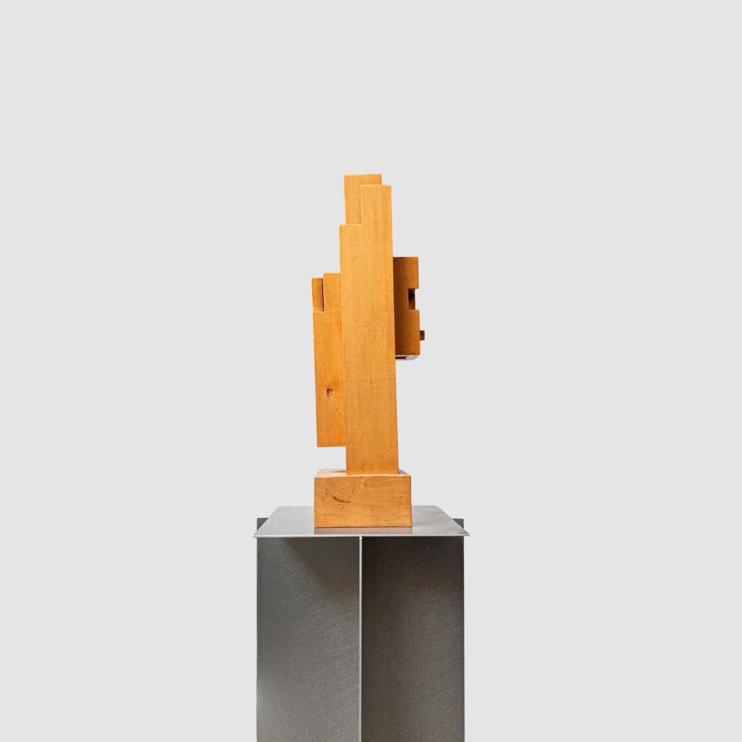 Architectural 1980s Dutch Constructivist Solid Wood Sculpture, De Stijl For Sale 3